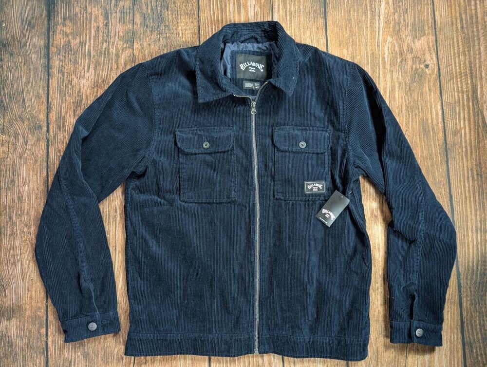 New Billabong Mike Jacket Navy Corduroy Full Zip Workwear Size Medium NWT
